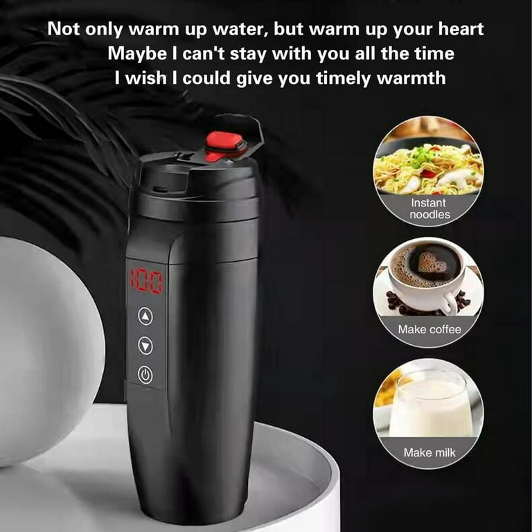 Tohuu Temperature Control Mug On-board Heating Thermos Cup Stainless Steel  Travel Mug Smart Car Insulation Cup Warming Coffee Milk Mugs 12V/24V  Universal 450ml Black/White trusted 