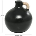 thumbnail image 3 of DecMode 13" Jug Inspired Black Ceramic Vase with Rattan Wrapped Handle, 3 of 7