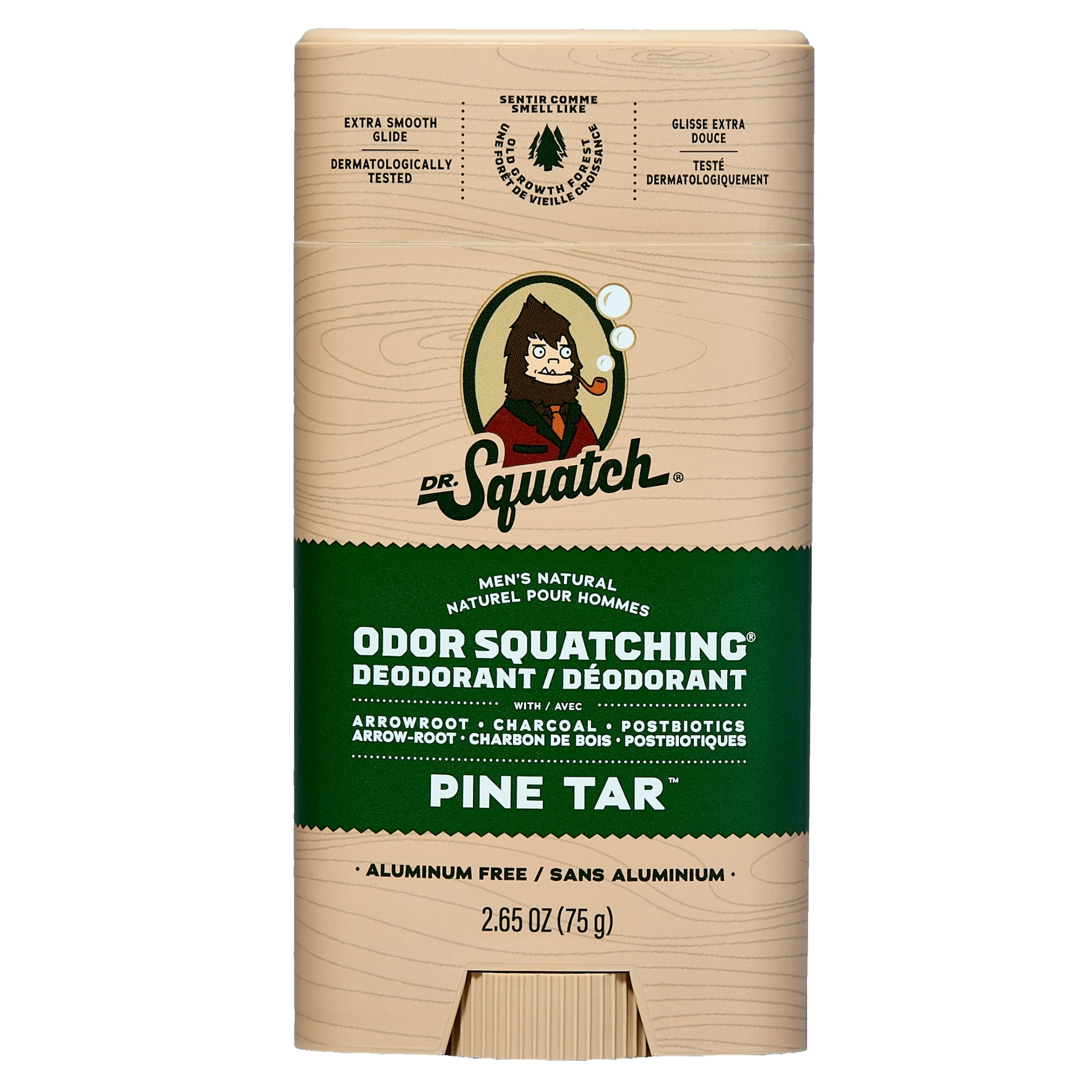 Dr. Squatch Natural Men's Deodorant - Odor-Squatching Aluminum Free - Pine Tar 2.65 oz