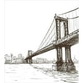 thumbnail image 3 of New York Duvet Cover Set, Digital Drawn Brooklyn Bridge Unusual Graffiti Style Old Urban Cityscape Print, Decorative 3 Piece Bedding Set with 2 Pillow Shams, King Size, Brown White, by Ambesonne, 3 of 3
