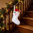 thumbnail image 6 of Knitted Christmas Stockings with Initials, 6.3''x7.8'' White Custom Embroidery Christmas Stockings with Letter, Personalized Xmas Decoration for Holiday Family Party - V, 6 of 6