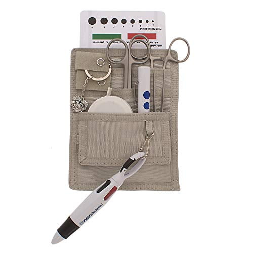 4 Pockets Nurse Organizer Pouch w/Stainless Silver + White Tools Medical Instrument Organizer