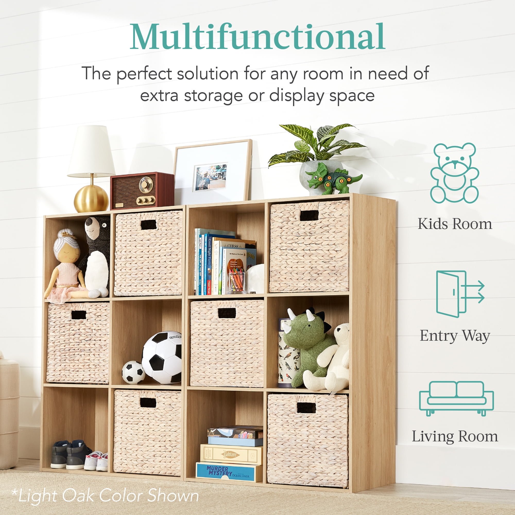 Best Choice Products 6-Cube Bookshelf, 13.5in Display Storage System, Organizer w/ Removable Back Panels - Navy