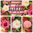 thumbnail image 7 of Summer Peach Wreath for Front Door 24 Inch, Artificial Pink Rose & White Peony Floral Wreath with Welcome Sign, Faux Greenery Farmhouse Door Decor for Indoor Outdoor Home Porch Wall, 7 of 7