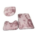 thumbnail image 4 of Juego de 3 alfombrillas de baño peludas con tapa de inodoro. rosa con violeta, 4 of 9