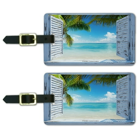 Vacation Tag - Tropical Beach Vacation Ocean View Luggage ID Tags Suitcase Carry-On Cards - Set of 2