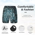 thumbnail image 3 of Yiaed Blue Color Cactus Print Mens Swim Trunks Bathing Suit Compression Liner Beach Swim Shorts Swimwear Quick Dry Zipper Pocket No-Chafing Board Short-Small, 3 of 6