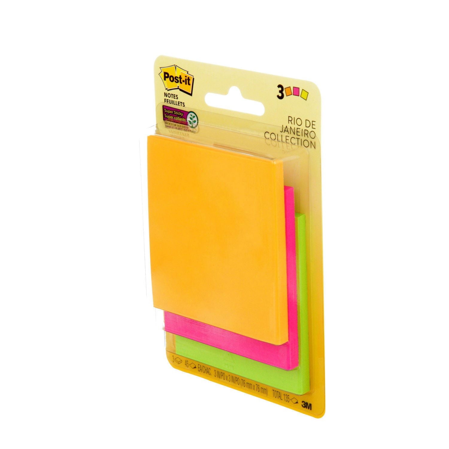 Feuillets super collants Post-it®, collection Rio de Janeiro, 7,6 cm x 7,6 cm (3 po x 3 po)