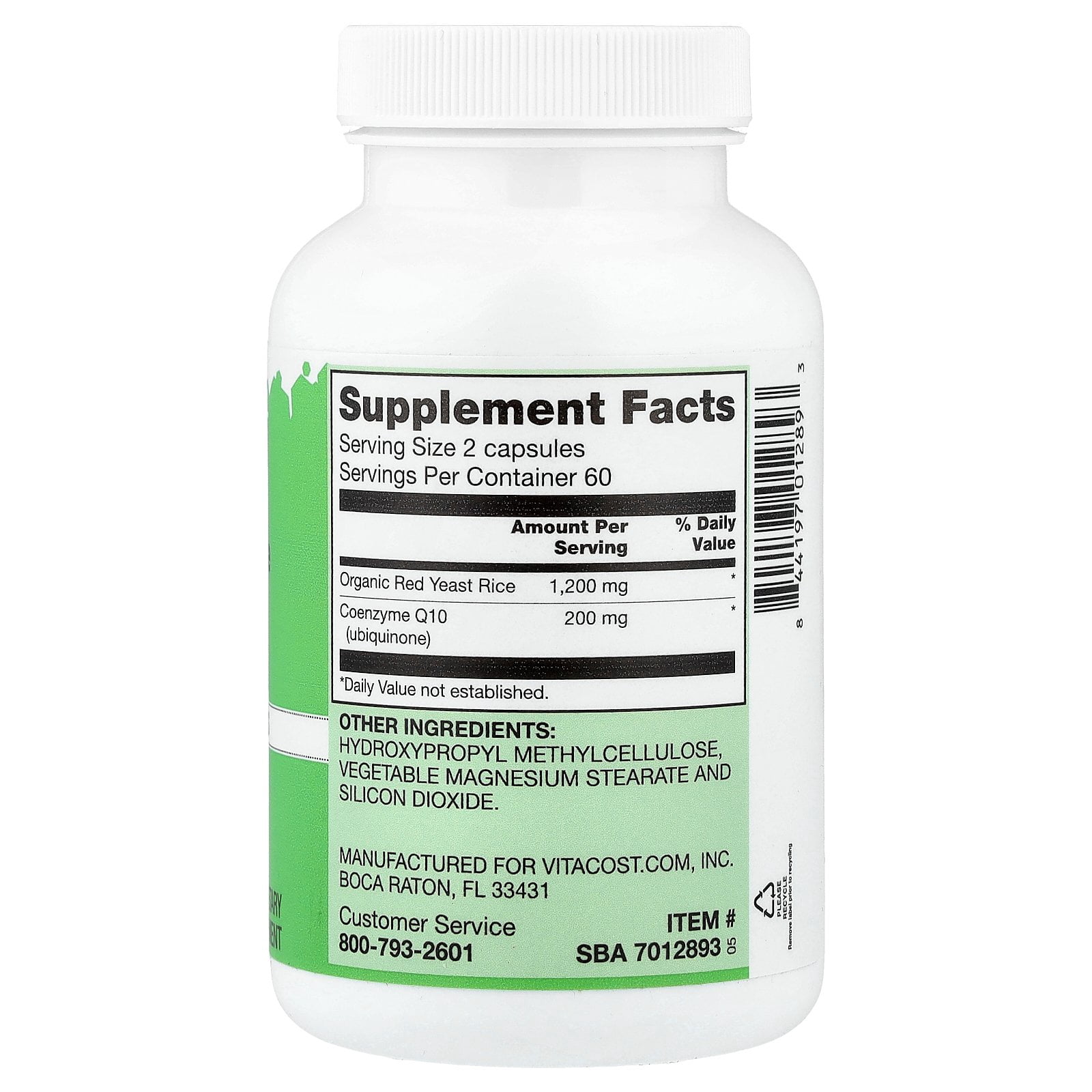 Vitacost Red Yeast Rice & CoQ10, 120 Capsules