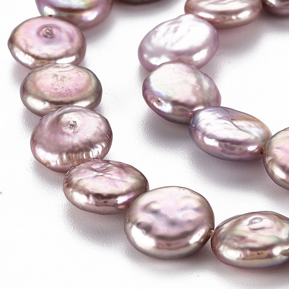 Natural Keshi Pearl Beads Strands Cultured Freshwater Pearl Flat Round Lavender 11~12x3~7mm Hole: 0.6mm 31~32pcs/strand 14.96 inch(38cm)