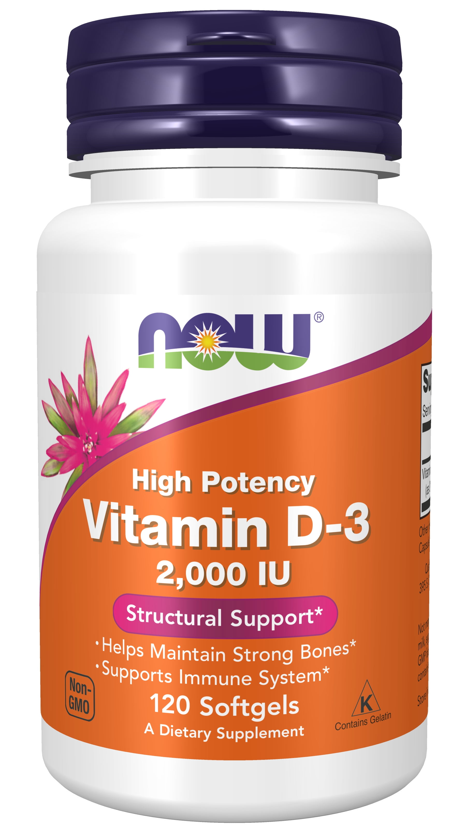 NOW Supplements Vitamin D 3 2 000 IU High Potency Structural Support 