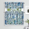 thumbnail image 2 of Kitchen Curtains 36 Inch Short - 3 Panel Set, Shark Whale Dolphin Ocean Theme, Rod Pocket Window Curtain, 100% Polyester for Nautical Farmhouse Kitchen, Easy Wash, 2 of 6