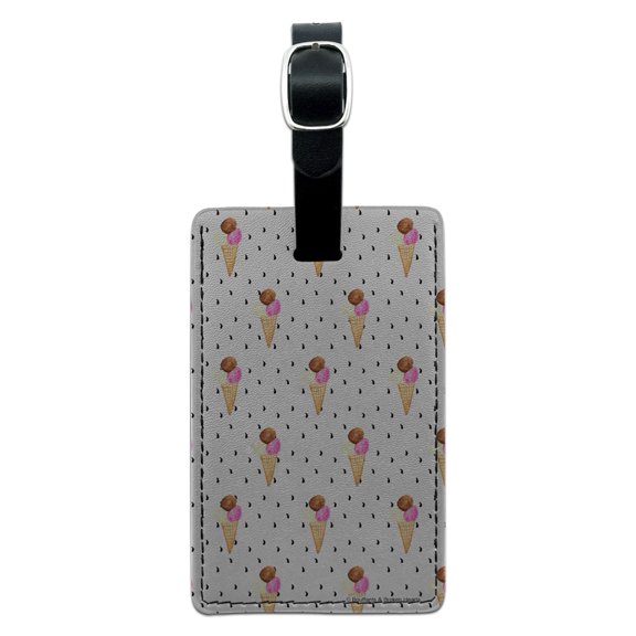 Ice Cream Waffle Cones Rectangle Leather Luggage Card Suitcase Carry-On ID Tag