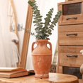 thumbnail image 2 of Terracotta Rustic Vase - Farmhouse Ceramic Flower Vases, Vintage Home Decoration Vase, Clay Vase, Vase Centerpiece for Table, Vase for Living Room, Bathroom, Shelf Decor, 8.6 Inch, Terracotta, 2 of 7