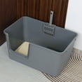 thumbnail image 4 of Rinboat 4 Packs Large Open Top Cat Litter Box, High Sides Cat Litter Pan, Including 4 Cleaning Scoops, Gray, 4 of 7