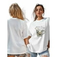 thumbnail image 6 of Women's T-Shirt Drink Whiskey Ice Cubes Short Sleeve Casual Tee Classic Crew Neck T Shirt for Women White, 2XL, 6 of 7