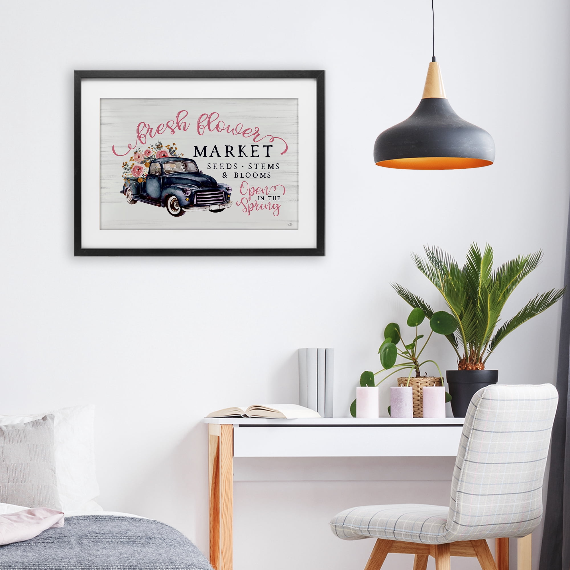 Stupell Industries Antique Spring Market Black Framed Print Under Glass, design by Lux + Me Designs