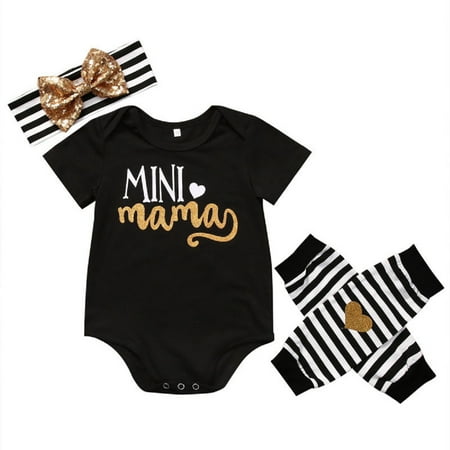 

4PCS Newborn Infant Baby Girls Outfit Clothes Romper Jumpsuit Bodysuit+Pants Set