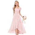 thumbnail image 1 of XIMIN Robes de Demoiselle d'Honneur pour Fille à Volants Manches Courtes Encolure Carrée Ligne A Asymétrique Demoiselle d'Honneur Junior Formelle Invitée de Mariage Fête Bal Remise des Diplômes Anniversaire Robe pour Filles (Rose, 5-6 Ans), 1 of 6