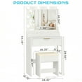thumbnail image 2 of Zimtown Vanity Desk Set with Mirror, Makeup Vanity Table with 8 LED Lights and Charging Station, Dressing Desk for Bedroom, White, 2 of 9