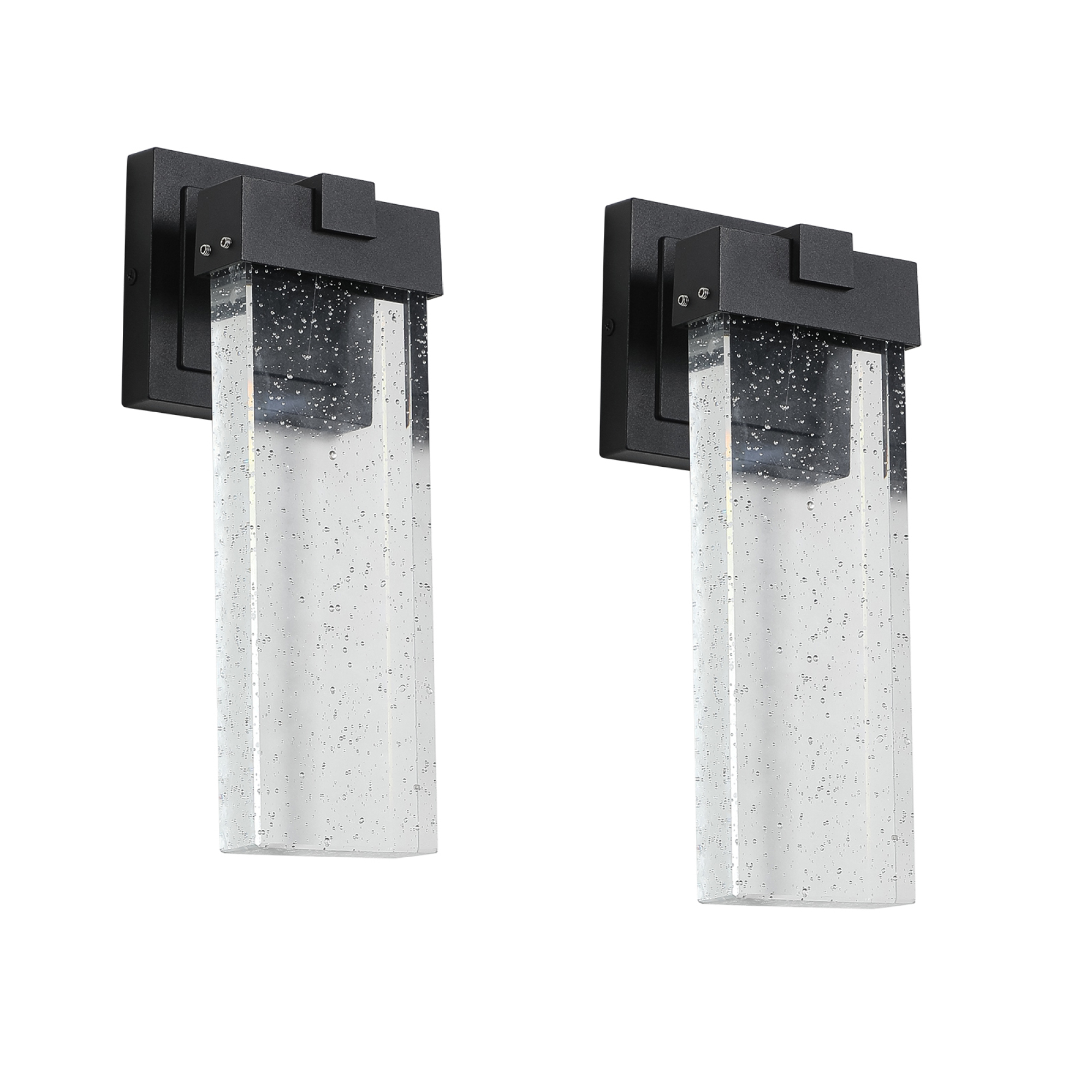 Jopath 2-Pack Outdoor Wall Light Fixture, Weatherproof LED Wall Sconce with Bubble Crystal and Light Sensor for Porch, Patio, and Garden
