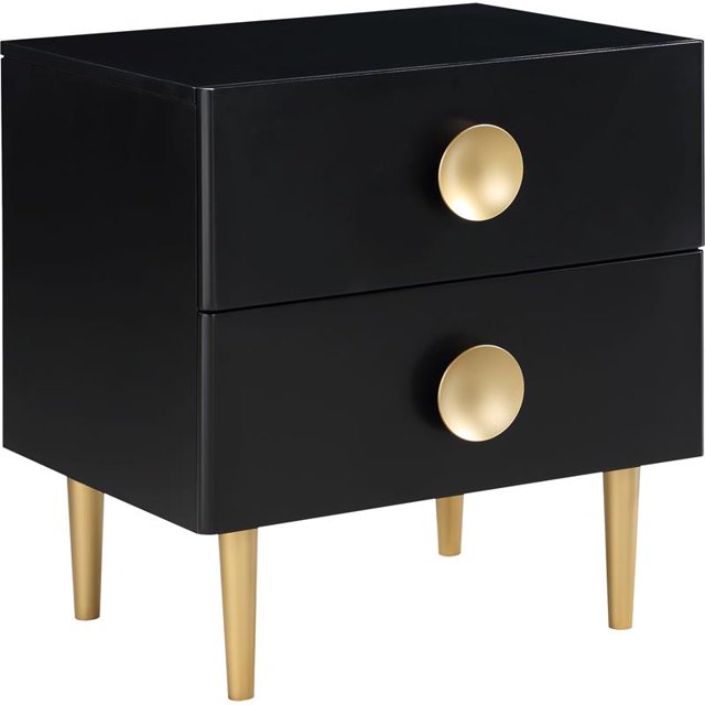 Meridian Furniture Zayne Table de Chevet Contemporaine en Métal Finition Noir Riche