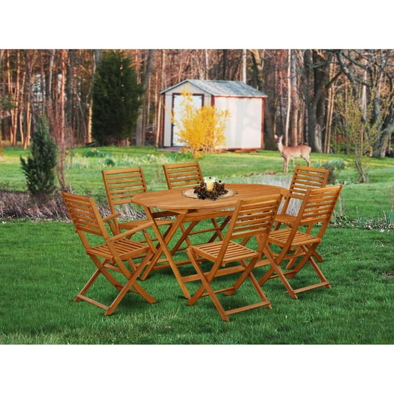 East West Furniture Wooden Patio Set Natural Oil, DIBS72CANA