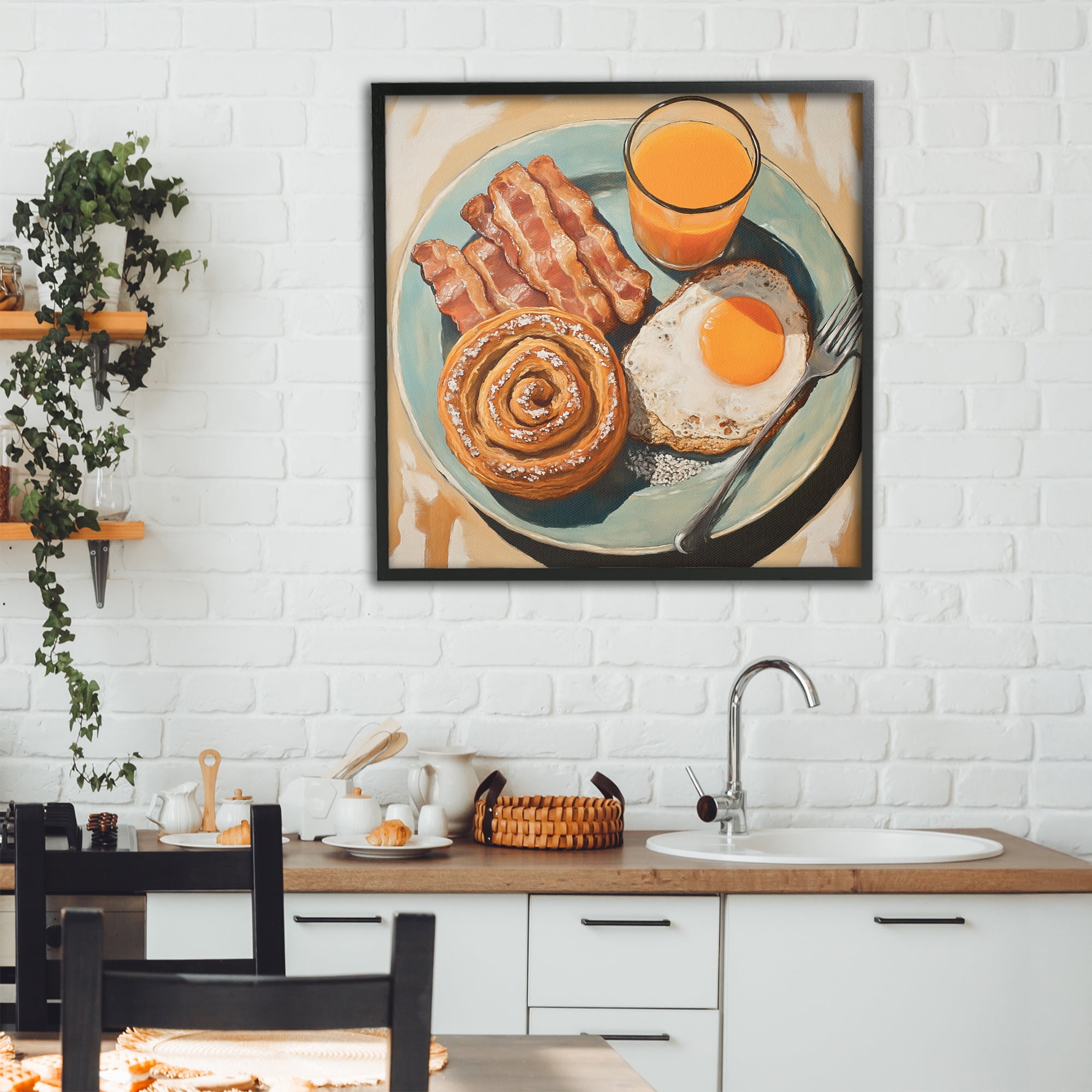 Stupell Industries Cinnamon Roll Breakfast Black Framed Giclee Art, design by Tina LeCour