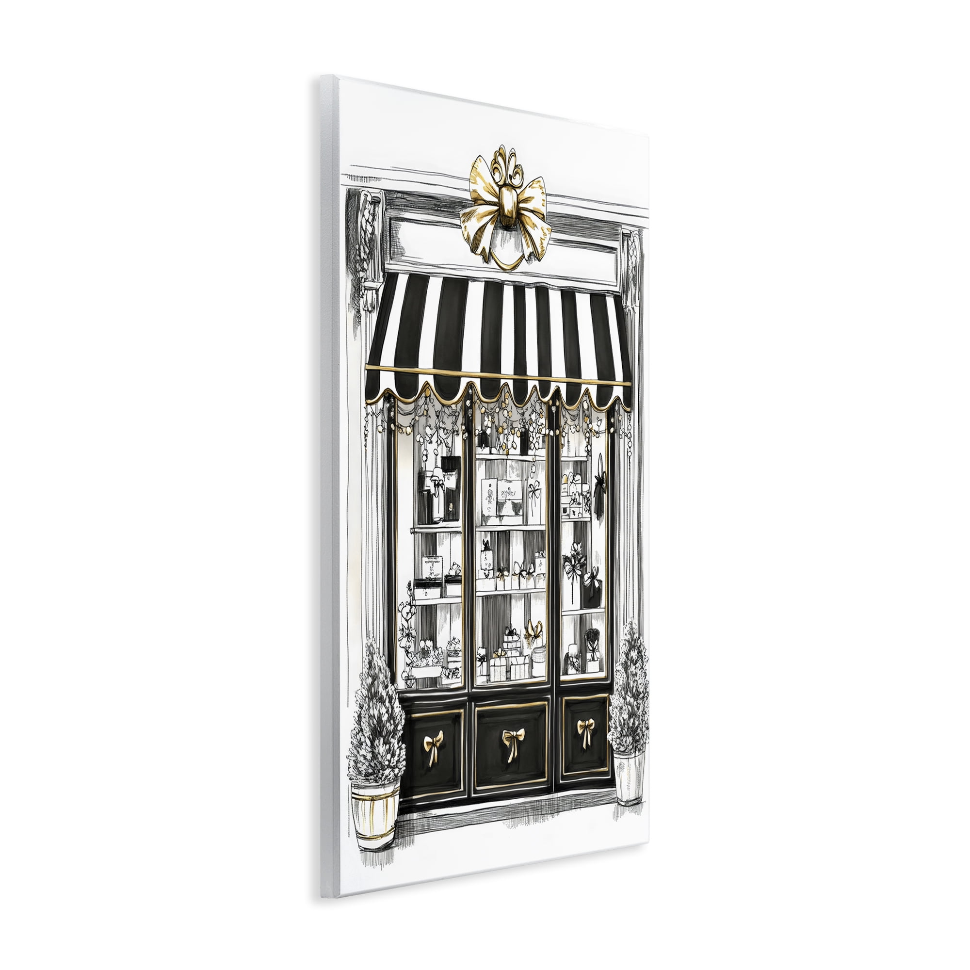 Stupell Industries Striped Paris Shop Facade Wall Plaque Art, design by Petal Prints Design