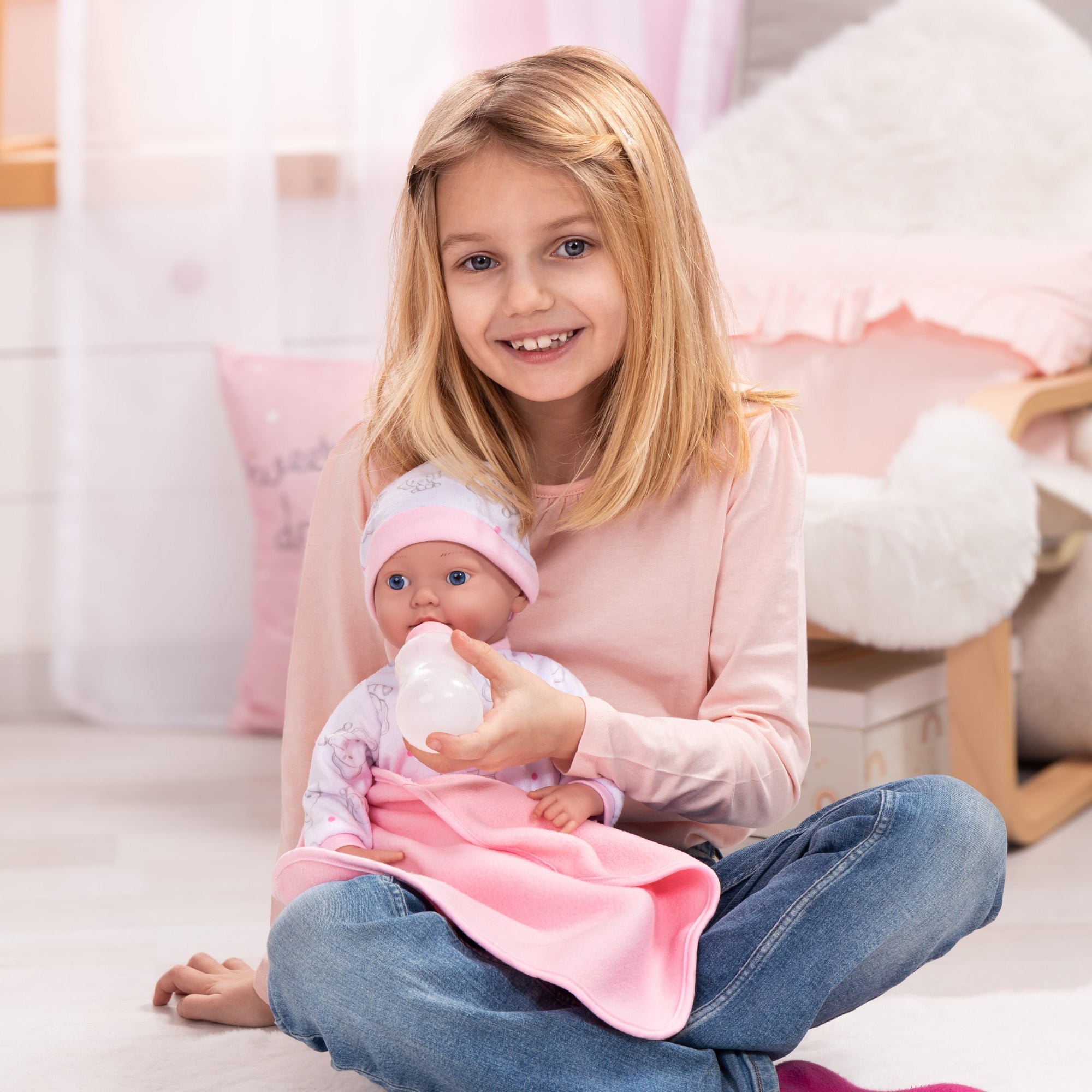 Reborn 15" Baby Doll Set in White Pink Elephant