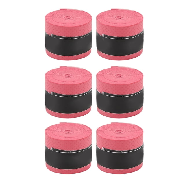 6Pcs Tennis Racket Grip Tape PU Frosted Anti Skid Sweat Absorption Badminton Racket Tape Sports Accessory Red