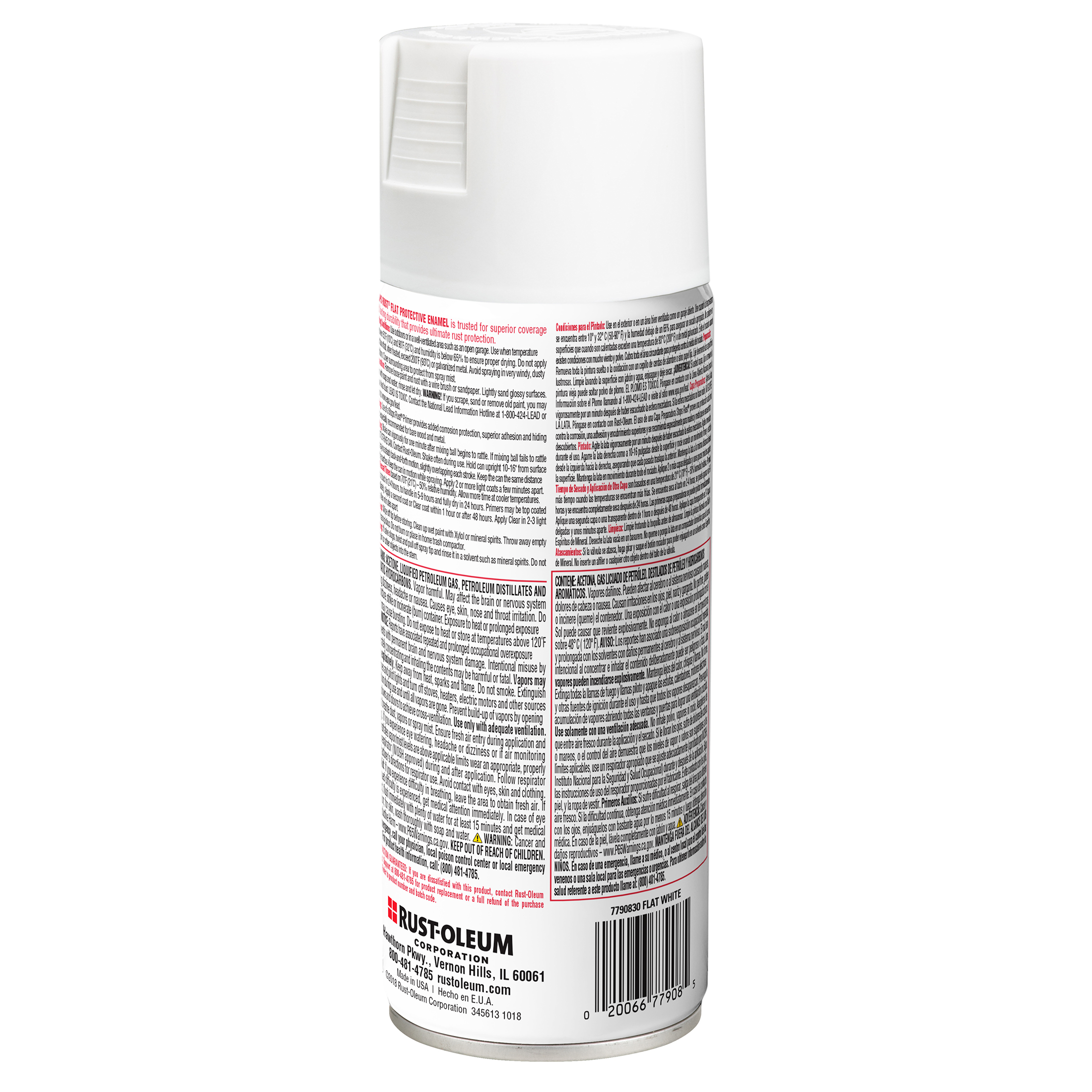 White, Rust-Oleum Stops Rust Flat Protective Enamel Spray Paint, 12 oz, 6 Pack