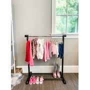Boottique- The Boot Hanger Company Child Garment Rack- Kids Closet Organizer- with 10 Children's Velvet Hangers (Rack with 10 Pink Velvet Hangers)