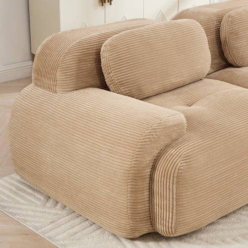 82" Modular Loveseat Sofa - Luxury Corduroy Fabric, Separable Design, Curved Armrests, Anti-Slip Base, High-Resilience Sponge, for Living Room, Bedroom, Audiovisual Room, Camel