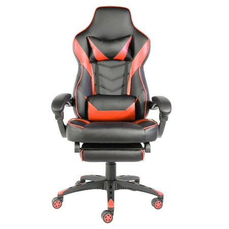 Ktaxon Racing Gaming Chair,C-Type Foldable Nylon Foot Racing Chair with Footrest Ergonomic High Back Racing Computer Desk Office Chair Black & (Best Type Of Computer Chair)