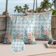 thumbnail image 2 of Summer Beach Outdoor Pillow Covers Pack of 2 Ocean Colorful Coral Shell Seaweed Starfish Blue Plaid Waterproof Throw Pillow Covers Decorative Cushion Cases for Patio Garden Tent Balcony 20x20 inch, 2 of 9