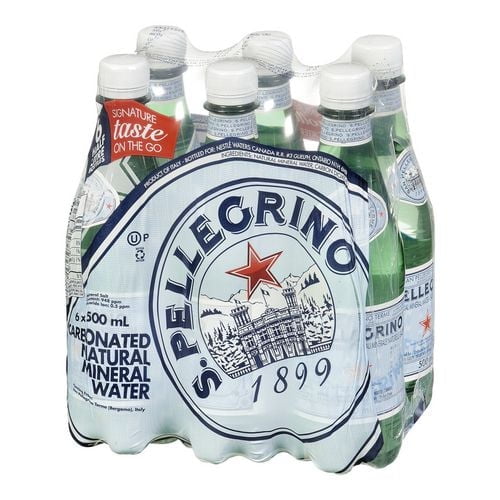 SAN PELLEGRINO Sparkling Carbonated Water – 6x500 mL Bottle, 6 x 500ML Bottles