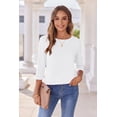 thumbnail image 3 of Camiseta Zeagoo para mujer, manga 3/4, cuello redondo, holgada, talla Wh, 3 of 6