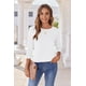 thumbnail image 3 of Camiseta Zeagoo para mujer, manga 3/4, cuello redondo, holgada, talla Wh, 3 of 6