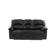 thumbnail image 3 of Contemporary Black Bonded Leather Motion Sofa - 3 Seater Living Room Couch with Metal Reclining Mechanism & Extra Padding, 80"L x 38"W x 40"H, Pine Wood Frame, 3 of 7