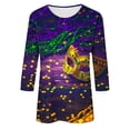 thumbnail image 5 of Jinhomg Womens Mardi Gras Print Shirt Fancy Carnival Themed Masks Tops Spring Casual 3/4 Sleeve Holiday Tunic Pullovers Going Out Wear Multicolor L, 5 of 6