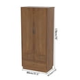 thumbnail image 3 of Armoire Wardrobe Closet for Bedroom, Wardrobe Cabinet with 3 Drawers and Hanging Rod, Wooden Armoire Closet for Living Room, Walnut, 3 of 10
