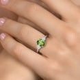 thumbnail image 4 of Gem Stone King 925 Sterling Silver Green Peridot and White Moissanite Engagement Ring for Women | 2.56 Cttw | Oval 9X7MM | Gemstone August Birthstone | Size 7, 4 of 7