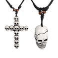 thumbnail image 1 of Skull Head Skull Cross Necklace Pendant or Car Rearview Mirror Ornament 2 Pcs Set CAR-X2, 1 of 3