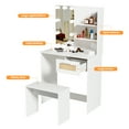 thumbnail image 4 of Resenkos White Vanity Desk Set with Lighted Mirror and Stool for Makeup, 1 Drawers Storage Vanity Table for Bedroom Furniture, 4 of 17