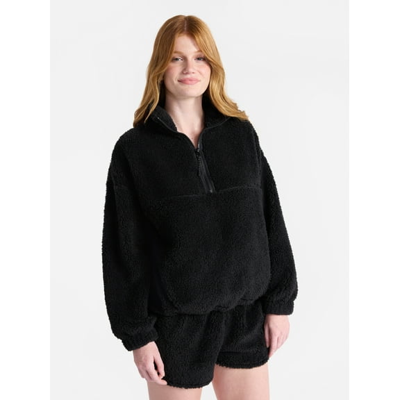 No Boundaries Plush Half-Zip Pullover, Women's and Plus