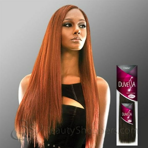 DUVESSA Remi Human Hair Weave - YAKI (14 INCH, C1B/30-OFF BLACK/MEDIUM AUBURN)
