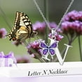 thumbnail image 2 of AOBOCO Initial Necklace for Women 925 Sterling Silver Purple Butterfly with A-Z 26 Letters Pendant Necklace for Graduation Gifts, 2 of 10