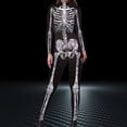 thumbnail image 2 of Yuncity Halloween Women Jumpsuit Skeleton Print Gothic Bodysuit Long Sleeve Stretchy Slim Fit Romper Cosplay Festival Party Wear White, 2 of 5