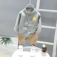 thumbnail image 3 of Boys Long Sleeve Shirt Trouser Set Wedding Ceremony Banquet Hiking Skin-friendly Children Tops Pants Kit Birthday Gift Green 90cm, 3 of 10